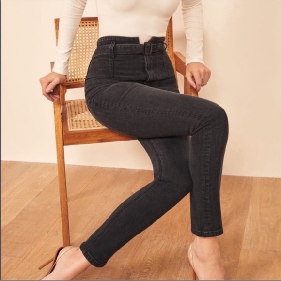 Reformation Kayo high rise jeans black with belt - Picture 5 of 6
